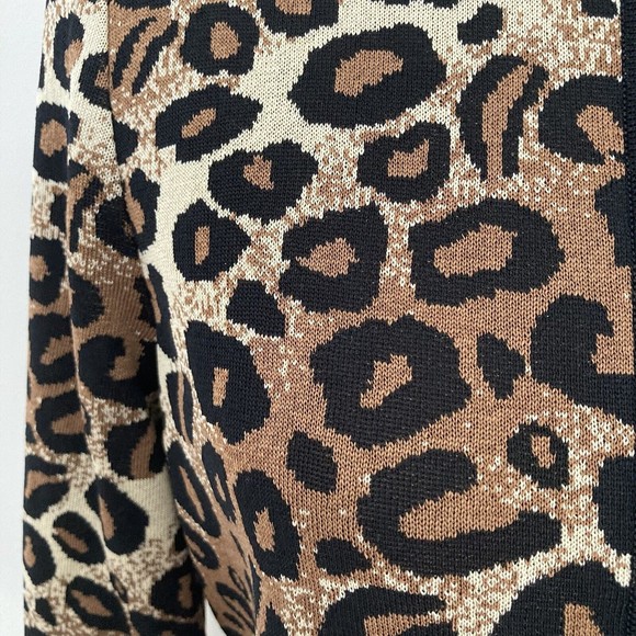 Exclusively Misook Animal Print Full Zip Knit Jacket Size XS Leopard Print - Picture 3 of 12